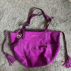 Michael Kors Purple Suede Tote Bag